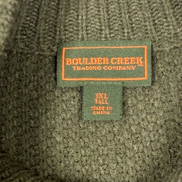 Boulder Creek Green Knit Henley Sweater Suede Elbow/Shoulder Patch Mens 3XLT - Picture 5 of 9